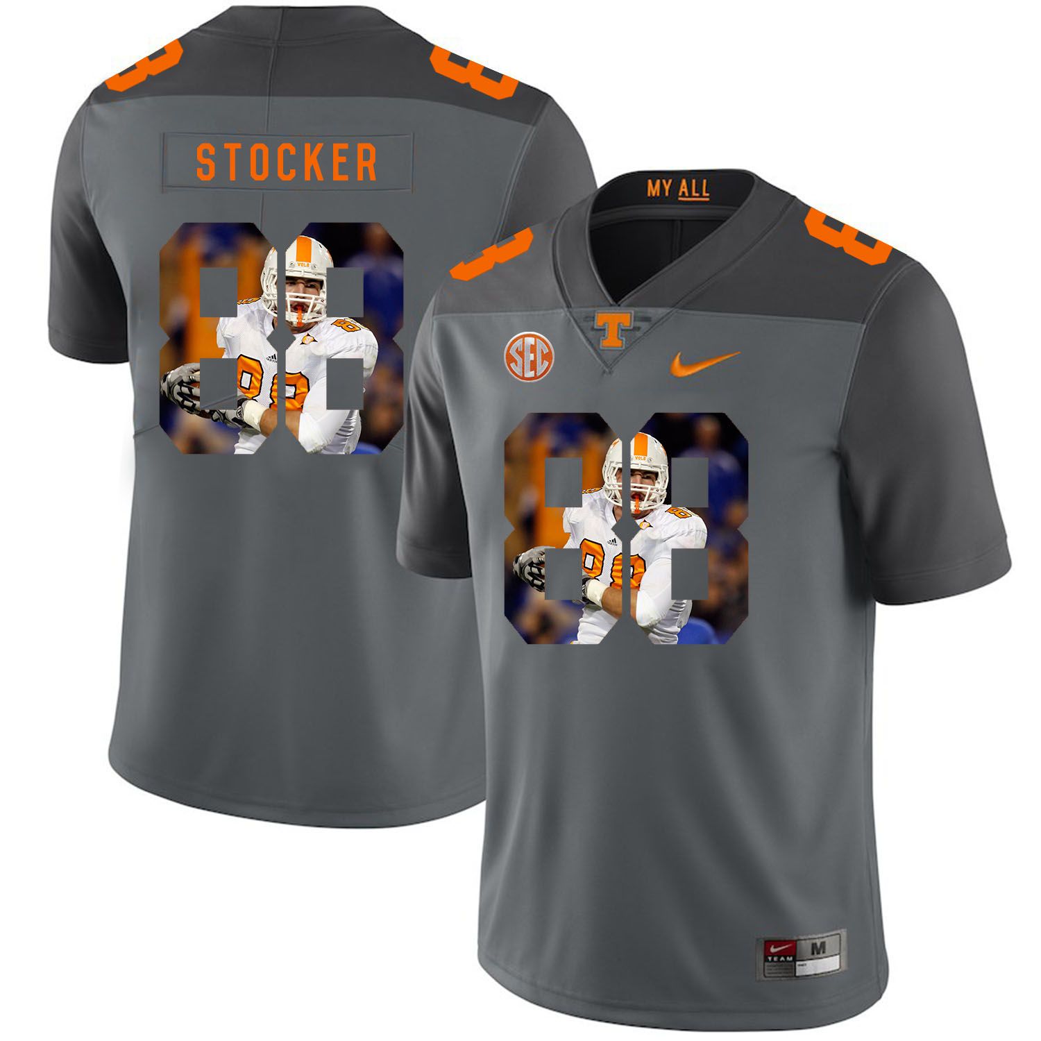 Men Tennessee Volunteers 88 Stocker Grey Fashion Edition Customized NCAA Jerseys